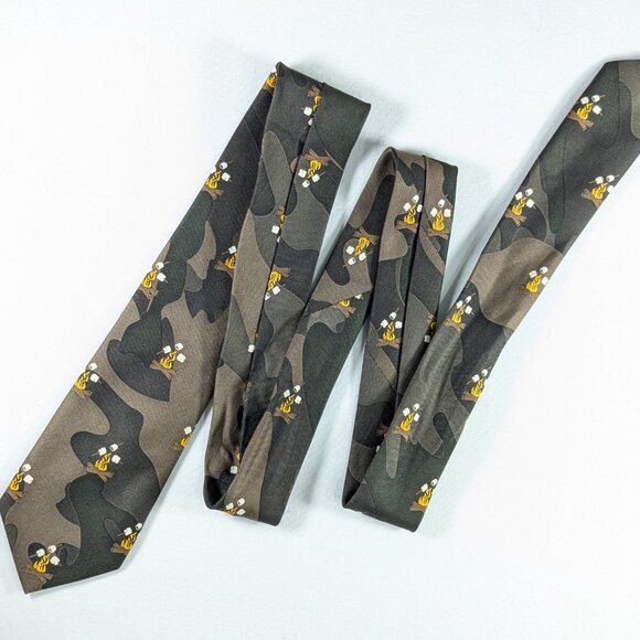 Tommy Hilfiger army camouflage campfire neck tie polyester - Picture 4 of 7